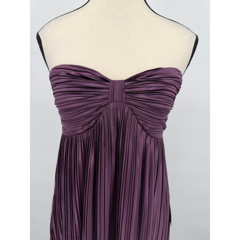 Lulus Whimsical Beauty Dark Purple Satin Plisse Strapless Maxi Dress Size M - Picture 7 of 13
